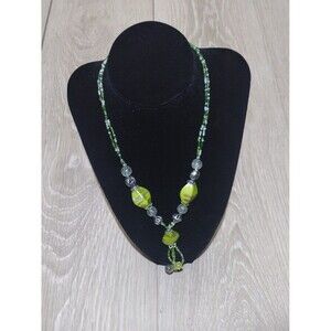 Handmade Green Beaded Statement Necklace – Boho Style